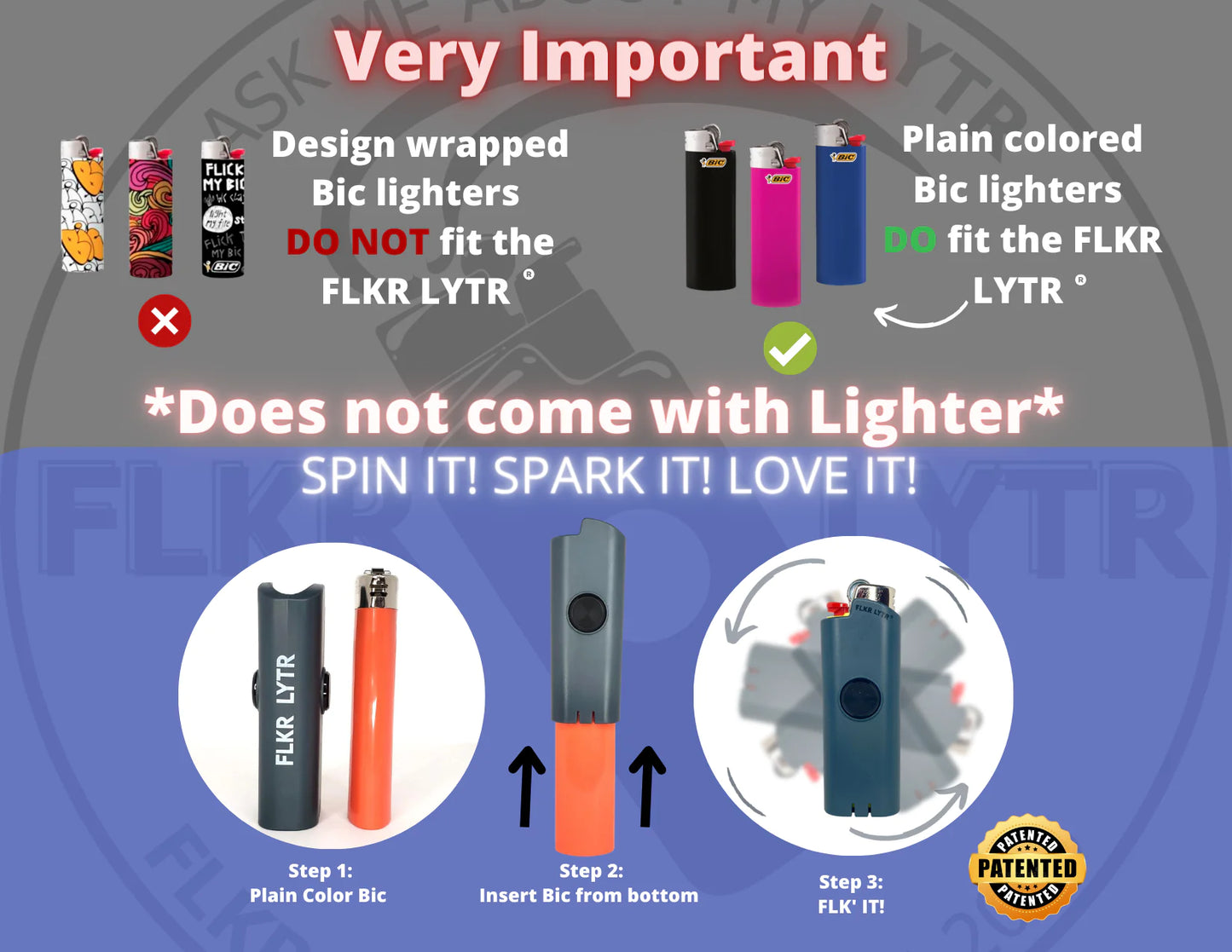 FLKR LYTR® Amazon Prime Fidget Spinner Lighter Case Amazon Must Have "DRK NYTE" for Bic® Spinner Lighter Case | FLKR LYTR - $9.99